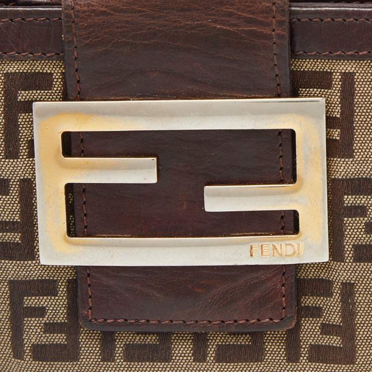 Pre Owned Fendi Beige/Brown Zuchino Canvas and Leather Forever Flap Wallet