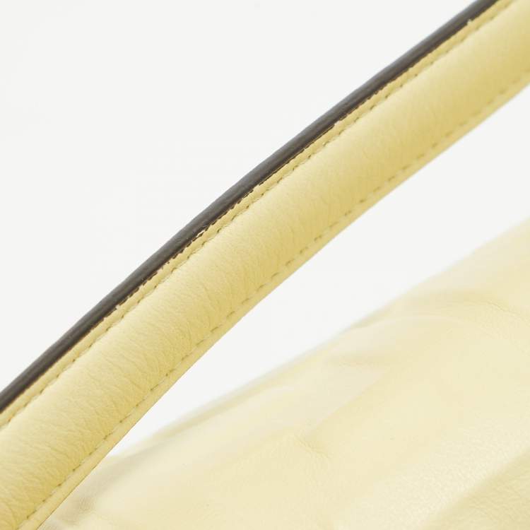 Pre Owned Fendi Yellow Zucca Embossed Leather Large Baguette Bag
