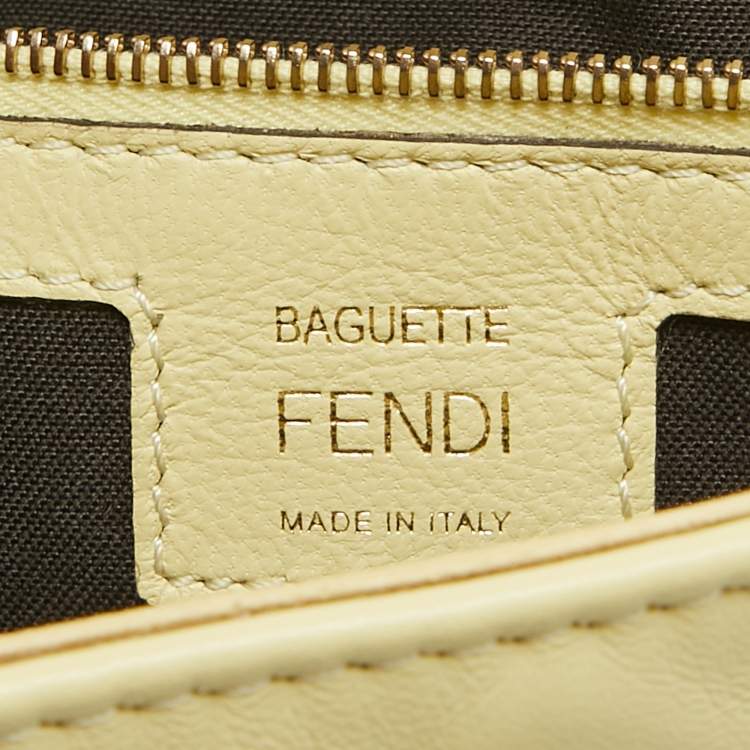 Pre Owned Fendi Yellow Zucca Embossed Leather Large Baguette Bag