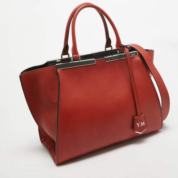 Pre Owned Fendi Brown Brick Leather Medium 3Jours Tote