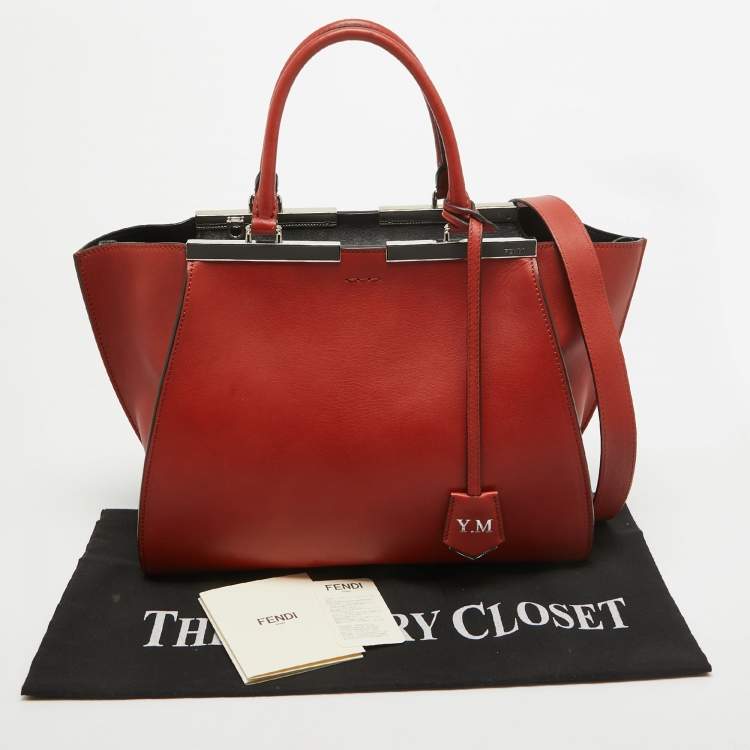Pre Owned Fendi Brown Brick Leather Medium 3Jours Tote