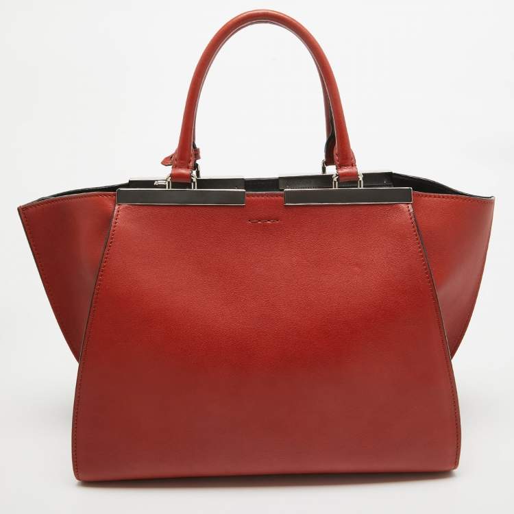 Pre Owned Fendi Brown Brick Leather Medium 3Jours Tote