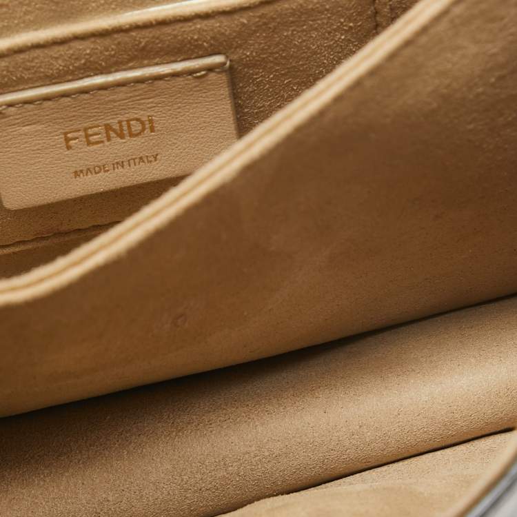 Pre Owned Fendi Black/Brown Zucca Embossed Leather Small Kan U Shoulder Bag