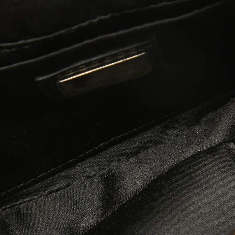 Pre Owned Fendi Green/Black Sequins and Leather Baguette Pochette Bag
