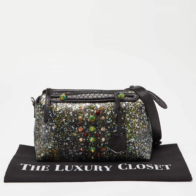 Pre Owned Fendi Multicolor Python Medium Studded By The Way Boston Bag