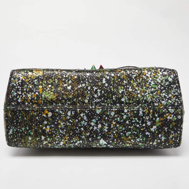 Pre Owned Fendi Multicolor Python Medium Studded By The Way Boston Bag