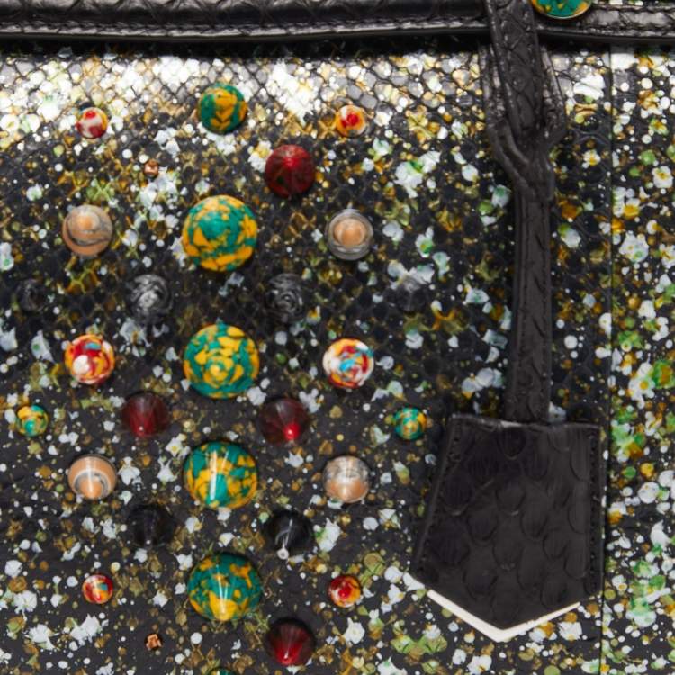 Pre Owned Fendi Multicolor Python Medium Studded By The Way Boston Bag