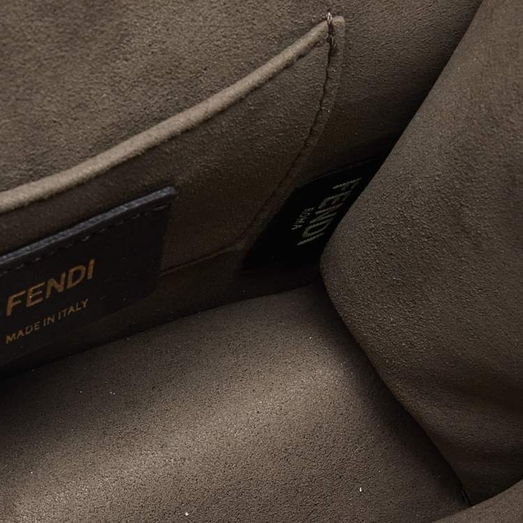 Pre Owned Fendi Black Leather Mini Kan I Shoulder Bag