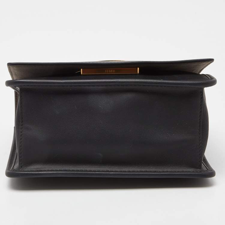 Pre Owned Fendi Black Leather Mini Kan I Shoulder Bag