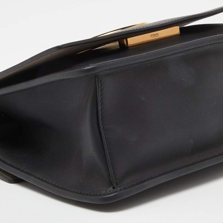 Pre Owned Fendi Black Leather Mini Kan I Shoulder Bag