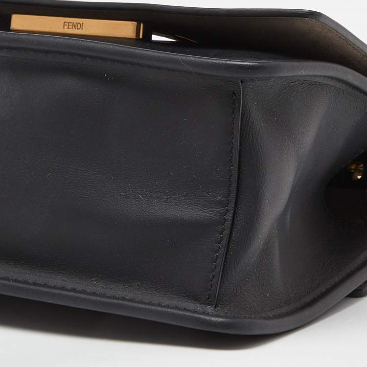 Pre Owned Fendi Black Leather Mini Kan I Shoulder Bag