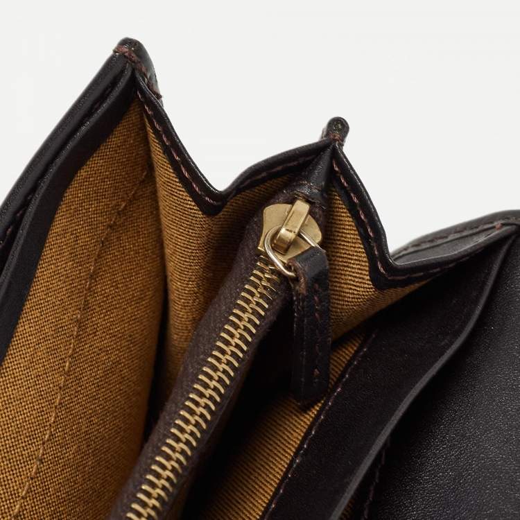 Pre Owned Fendi Tobacco Zucca Canvas and Leather Flap Continental Wallet