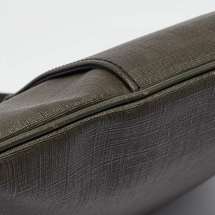 Pre Owned Fendi Green Zucca Spalmati Canvas Messenger Bag