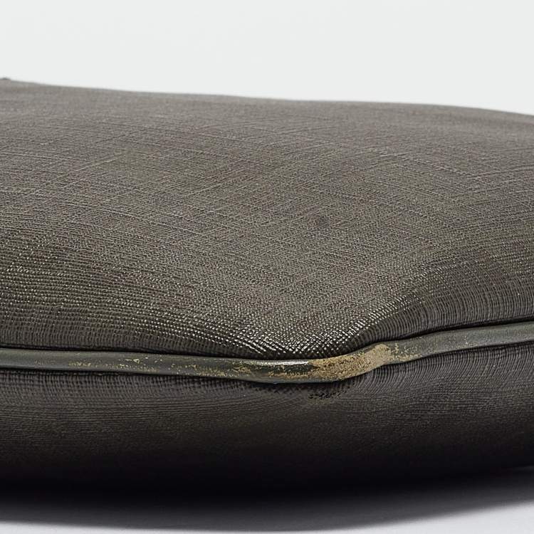 Pre Owned Fendi Green Zucca Spalmati Canvas Messenger Bag