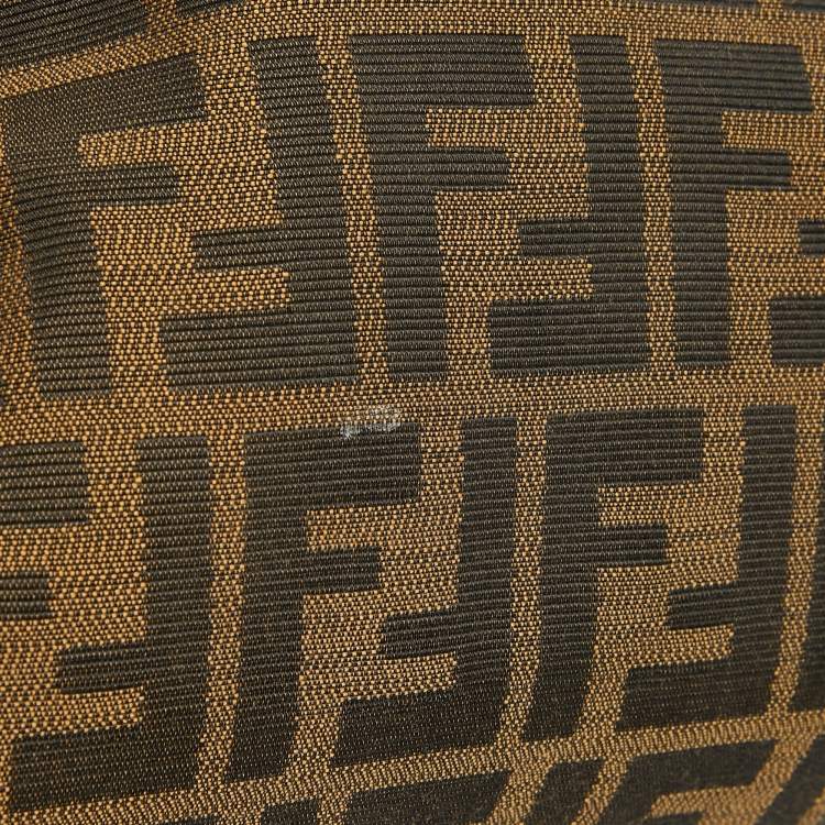 Pre Owned Fendi Tobacco Zucca Canvas and Leather Boston Bag