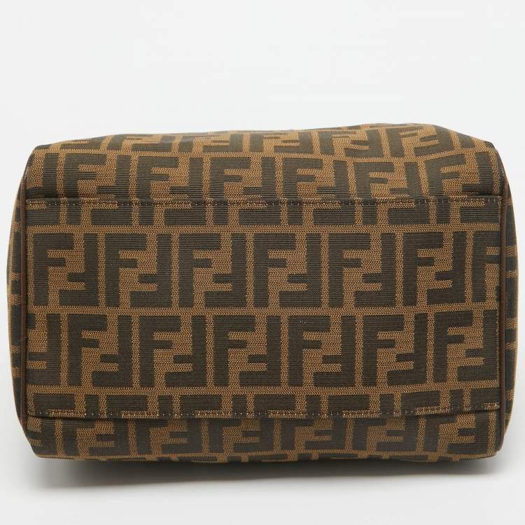 Pre Owned Fendi Tobacco Zucca Canvas and Leather Boston Bag