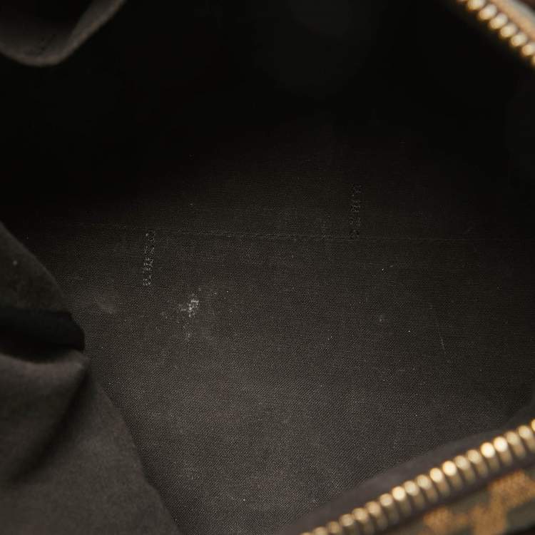 Pre Owned Fendi Tobacco Zucca Canvas and Leather Boston Bag
