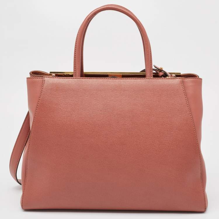 Pre Owned Fendi Punch Pink Leather Medium 2Jours Tote
