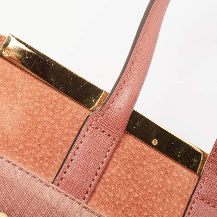 Pre Owned Fendi Punch Pink Leather Medium 2Jours Tote