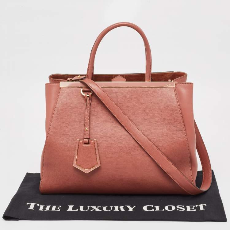 Pre Owned Fendi Punch Pink Leather Medium 2Jours Tote