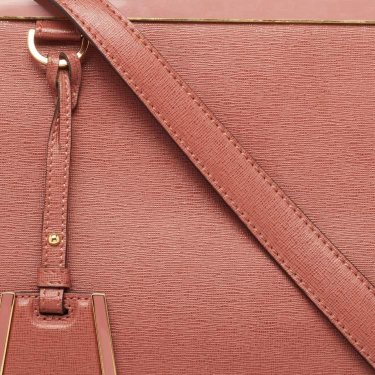 Pre Owned Fendi Punch Pink Leather Medium 2Jours Tote