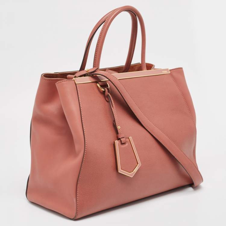 Pre Owned Fendi Punch Pink Leather Medium 2Jours Tote