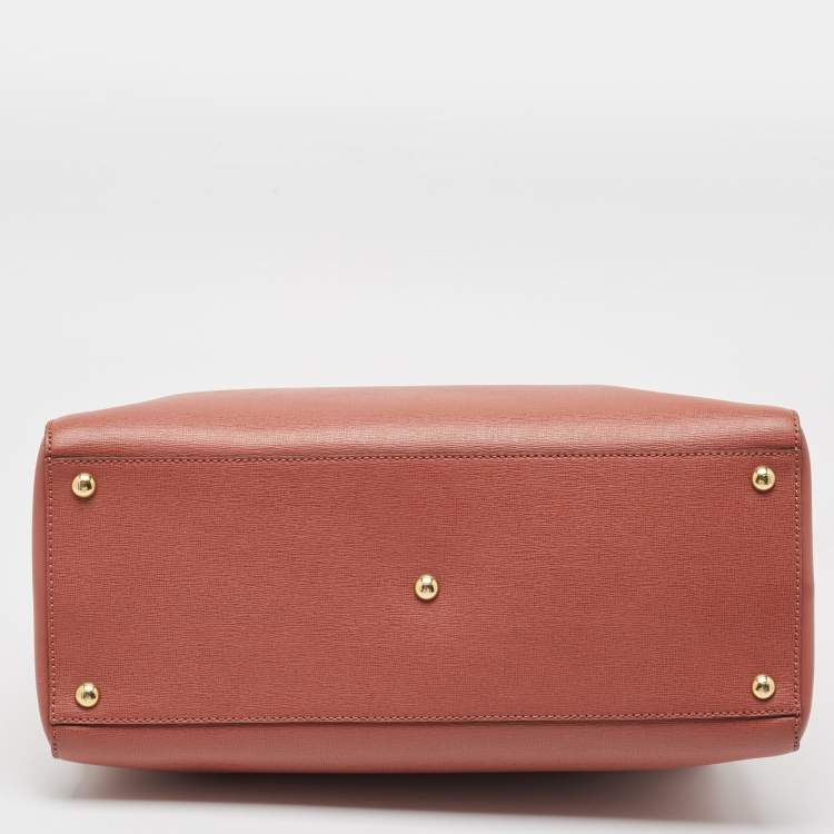 Pre Owned Fendi Punch Pink Leather Medium 2Jours Tote