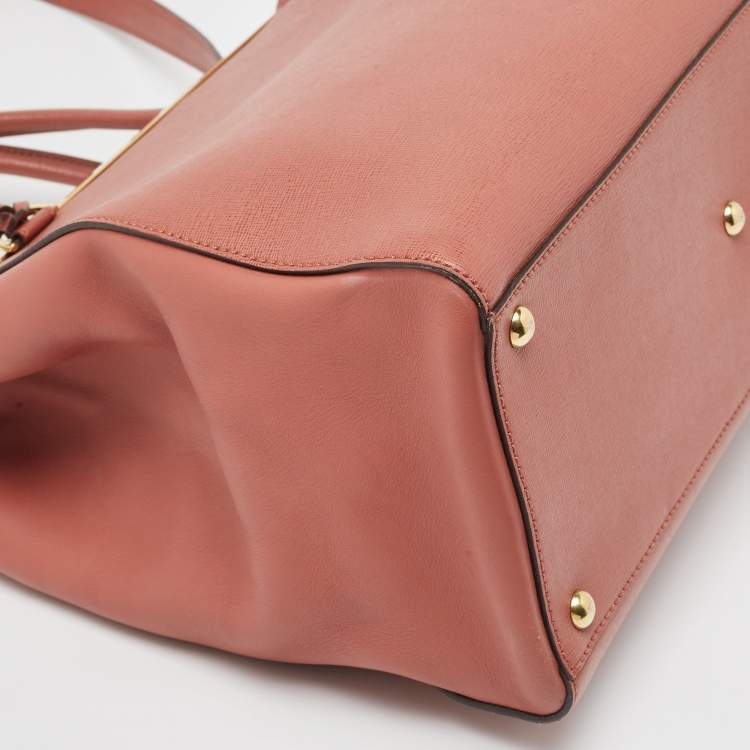 Pre Owned Fendi Punch Pink Leather Medium 2Jours Tote