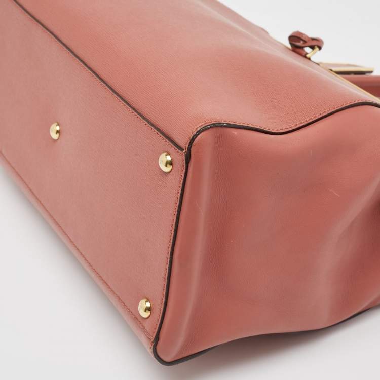 Pre Owned Fendi Punch Pink Leather Medium 2Jours Tote