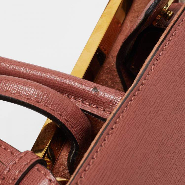 Pre Owned Fendi Punch Pink Leather Medium 2Jours Tote