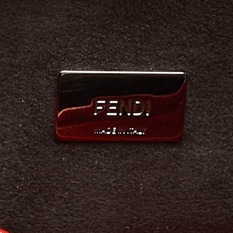 Pre Owned Fendi Red Leather Micro Peekaboo Crossbody Bag