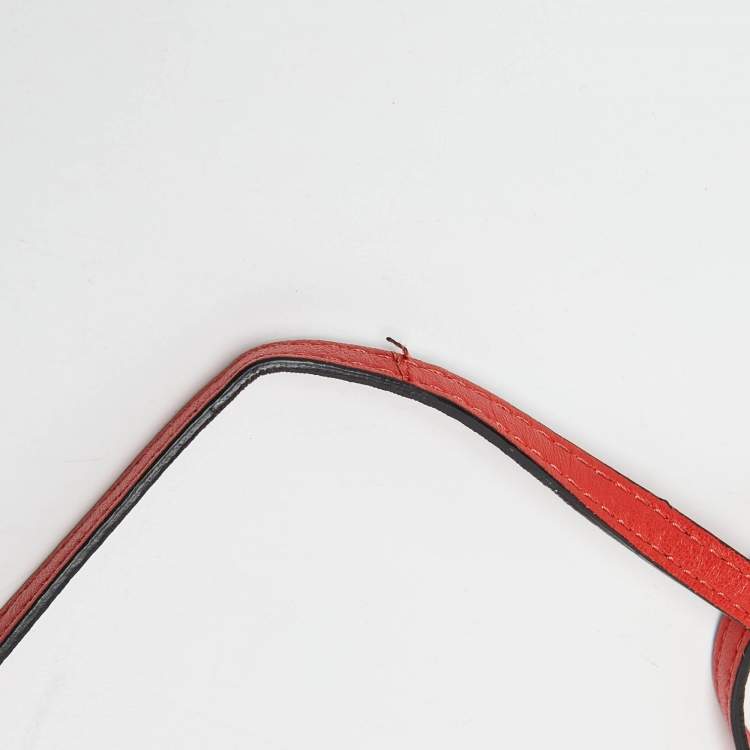 Pre Owned Fendi Red Leather Micro Peekaboo Crossbody Bag