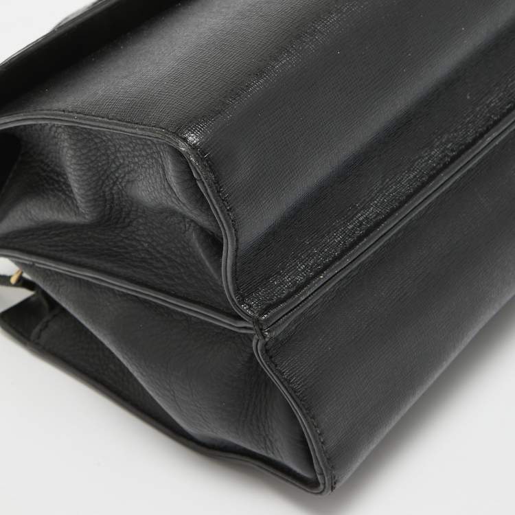 Pre Owned Fendi Black Leather Small Demi Jour Top Handle Bag