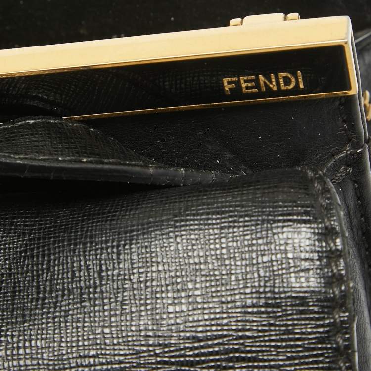 Pre Owned Fendi Black Leather Small Demi Jour Top Handle Bag