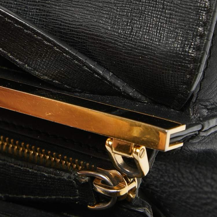 Pre Owned Fendi Black Leather Small Demi Jour Top Handle Bag