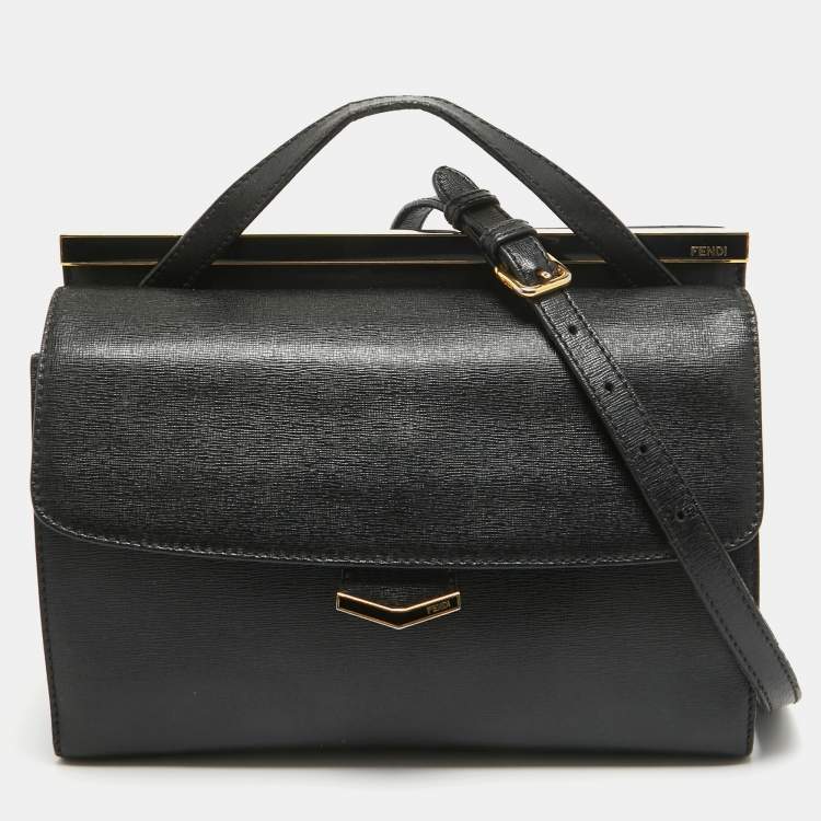 Pre Owned Fendi Black Leather Small Demi Jour Top Handle Bag
