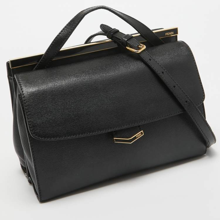 Pre Owned Fendi Black Leather Small Demi Jour Top Handle Bag