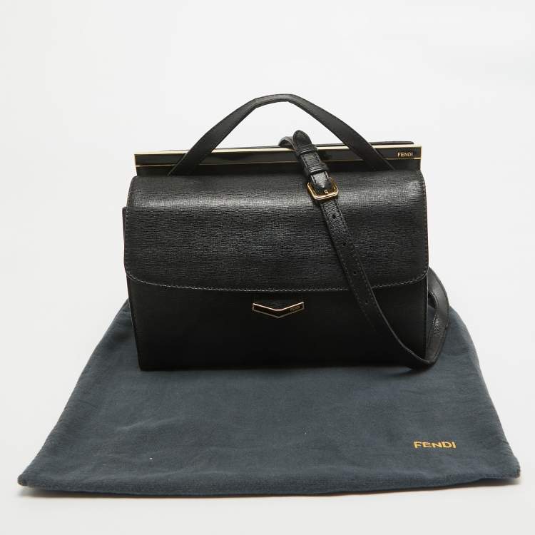 Pre Owned Fendi Black Leather Small Demi Jour Top Handle Bag