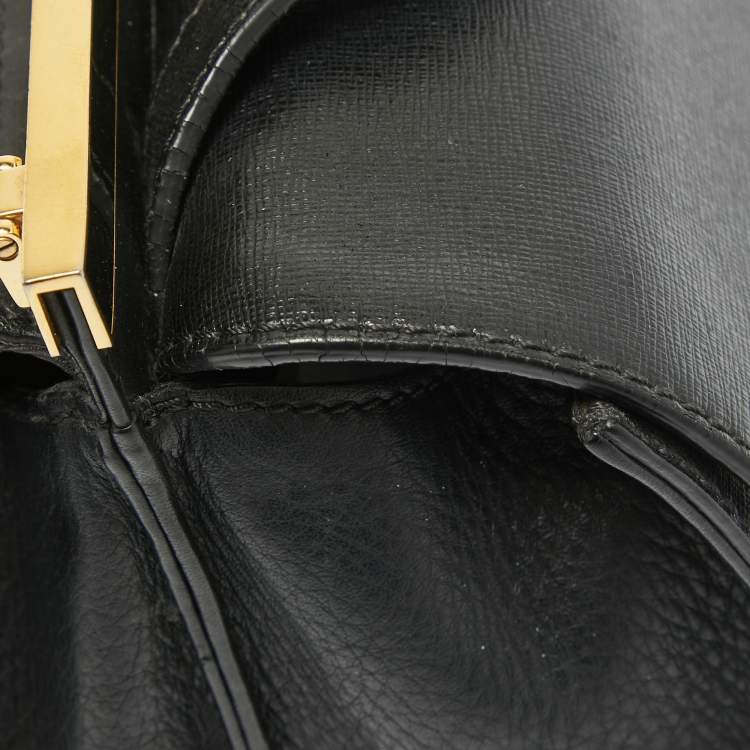 Pre Owned Fendi Black Leather Small Demi Jour Top Handle Bag