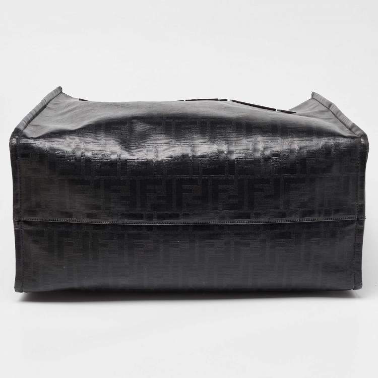 Pre Owned Fendi x Fila Black Zucca Coated Canvas Mania Shopping Tote