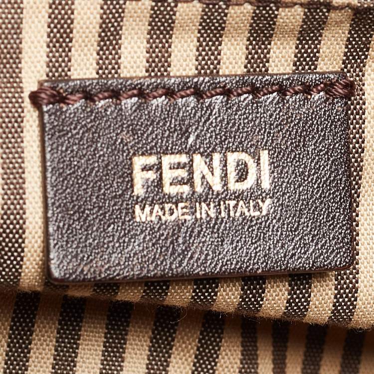 Pre Owned Fendi Tobacco Zucca Coated Canvas and Leather Pushlock Flap Bag