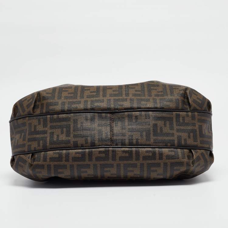 Pre Owned Fendi Tobacco Zucca Coated Canvas and Leather Pushlock Flap Bag