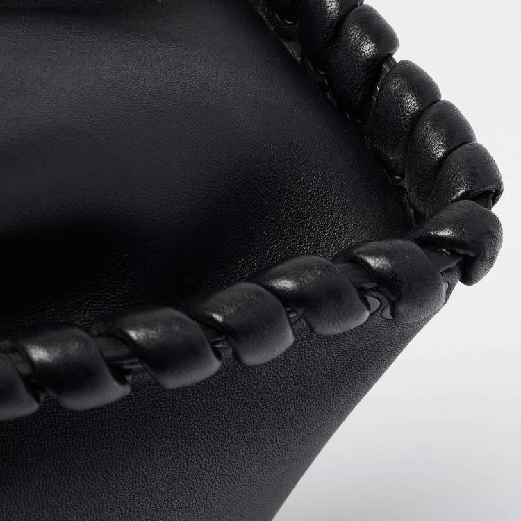 Pre Owned Fendi Black Leather Mini Whipstitched Peekaboo Top Handle Bag