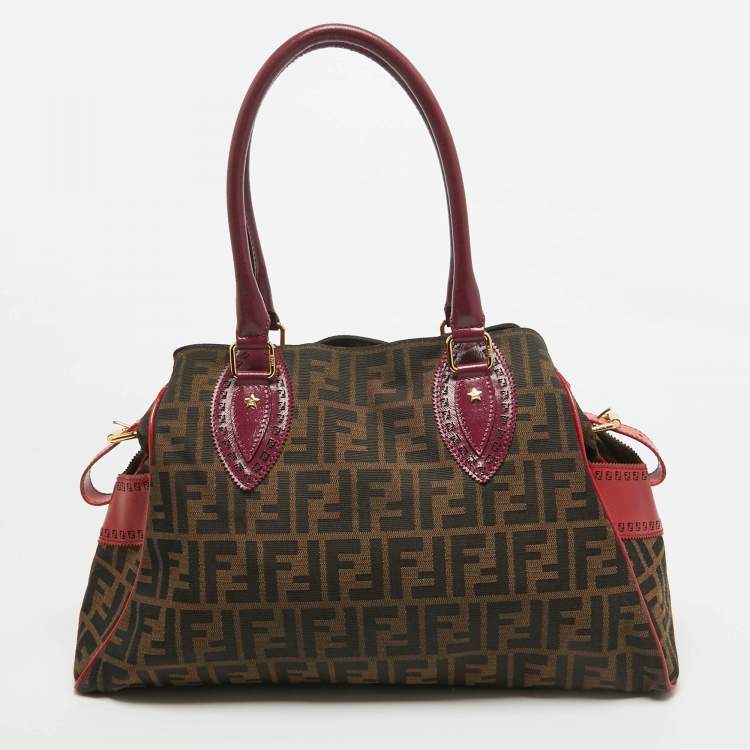 Pre Owned Fendi Multicolor Zucca Canvas and Leather Medium Chef De Jour Bag