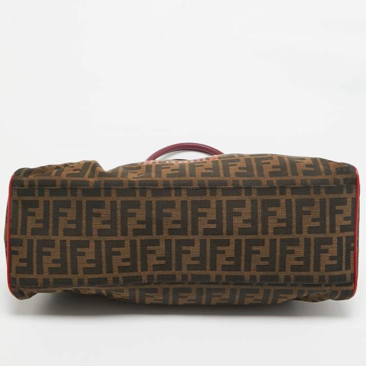 Pre Owned Fendi Multicolor Zucca Canvas and Leather Medium Chef De Jour Bag