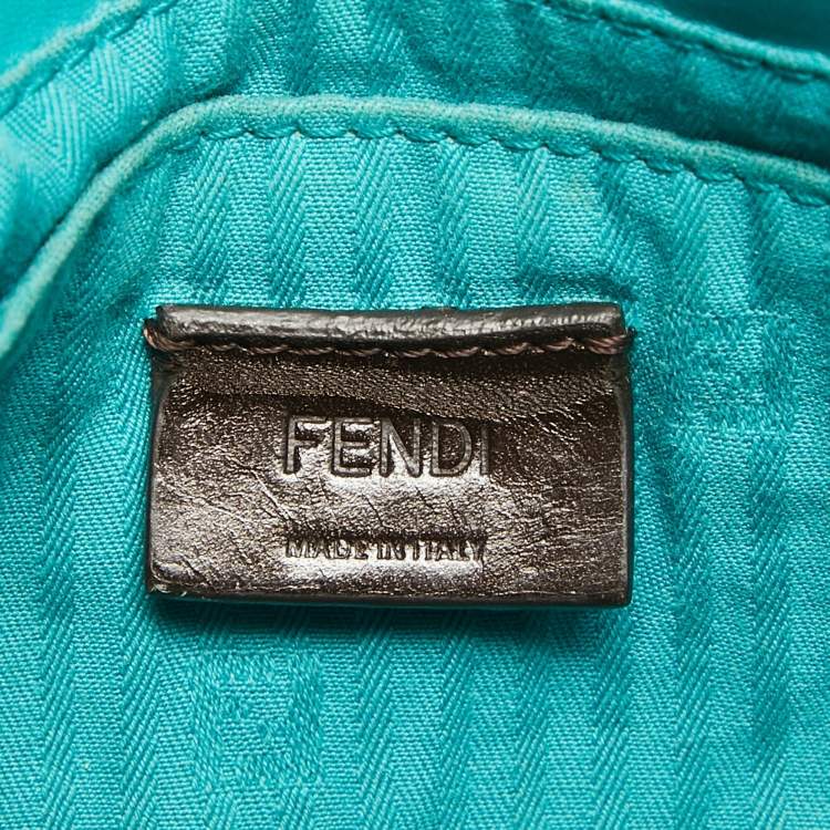 Pre Owned Fendi Green Leather Fendista Chain Clutch