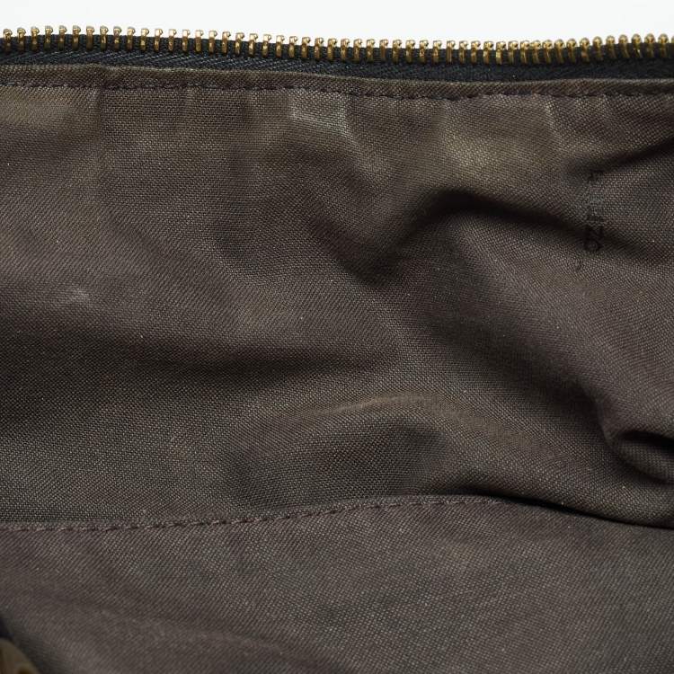 Pre Owned Fendi Black Zucca Fabric and Patent Leather Mia Hobo