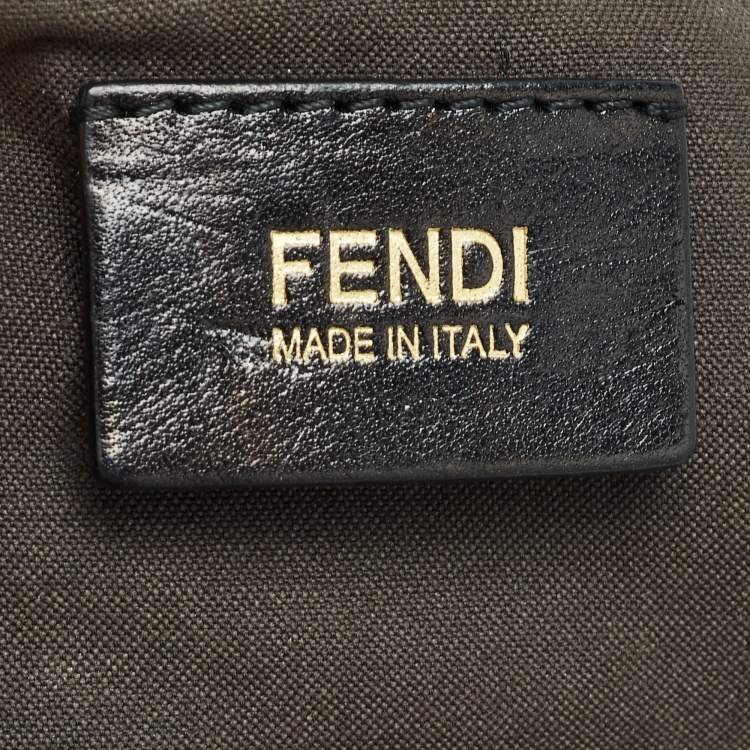 Pre Owned Fendi Black Zucca Fabric and Patent Leather Mia Hobo