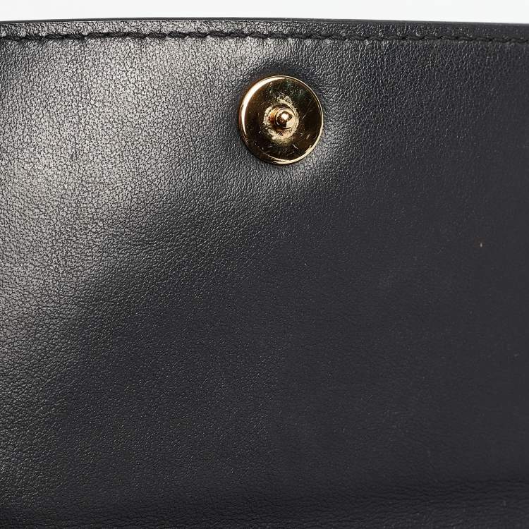 Pre Owned Fendi Black Leather Dotcom Wallet on Chain