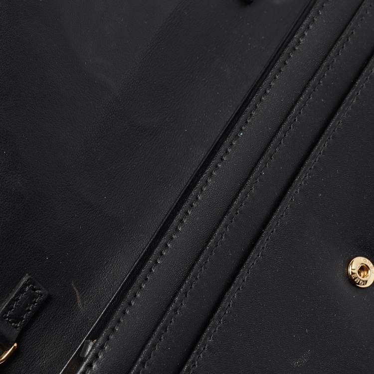 Pre Owned Fendi Black Leather Dotcom Wallet on Chain